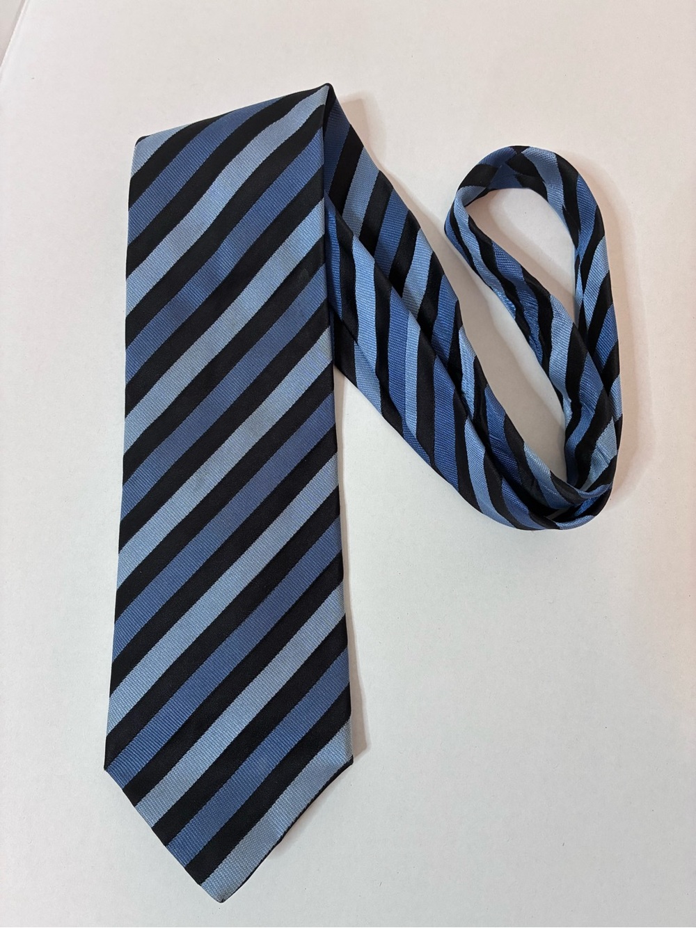 Fratelli Moda Italy Blue Black Diagonal Stripe Silk Tie Classic Business Necktie